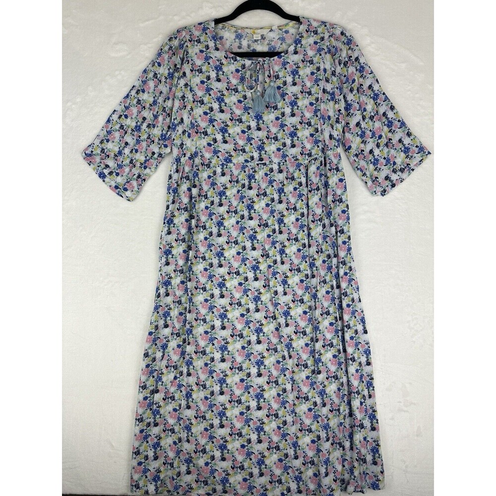 Boden Dress Blue Floral Midi Spring Size 2